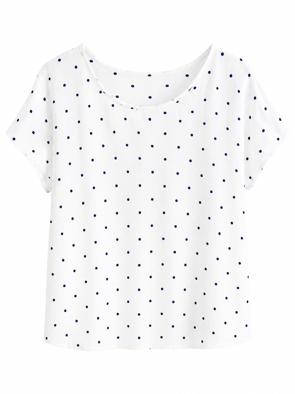 Vintage White and Blue Polka Dot Short Sleeve Blouse Size M - Picture 1 of 7